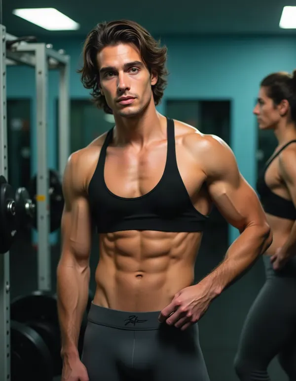 Man taking a mirror photo in a modern gym